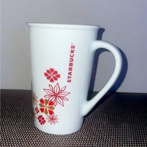 Starbucks Holiday Poinsettia 12 oz Coffee Cup Tall White Red Gold Christmas NWOT